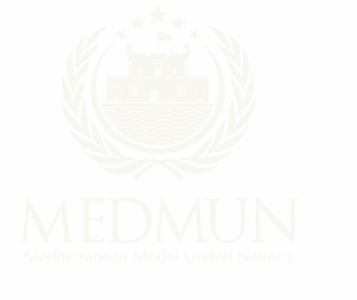 MEDMUN crest — the Bastion of Menton within a laurel wreath